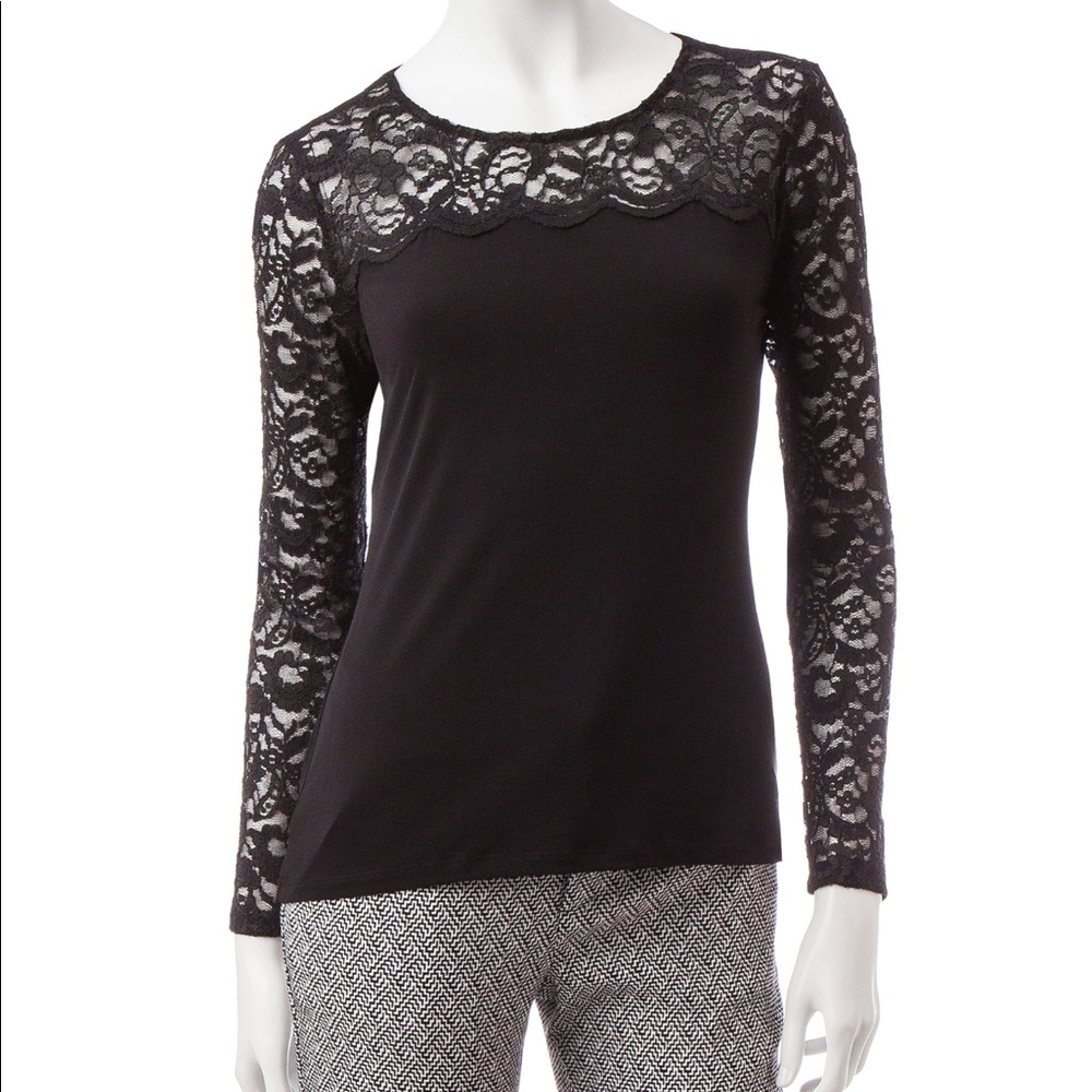 Calvin Klein black top with lace Size S